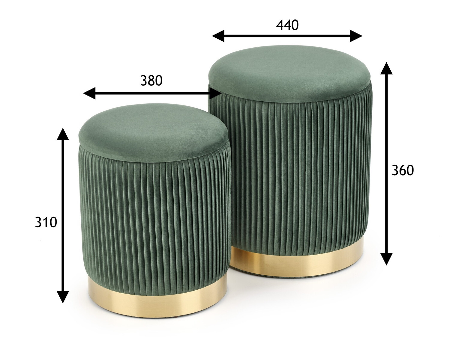 Set de tabureți tapițați Houston 1153 (Verde închis)