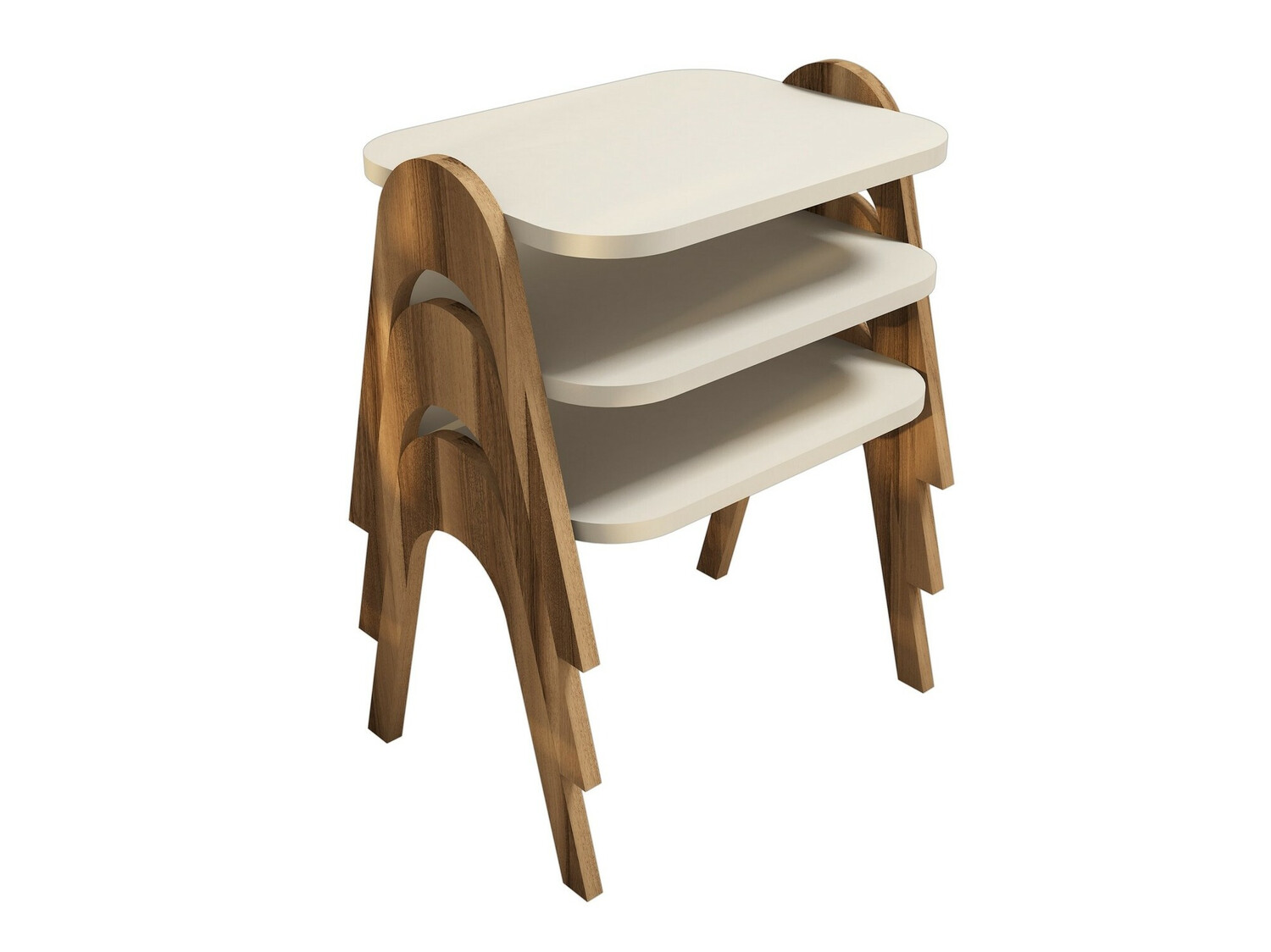 Set măsuțe laterale Kailua 1621 (Nuca + Crem)