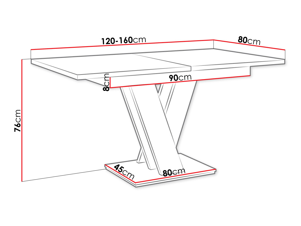 Masă Musus (Alb lucios)