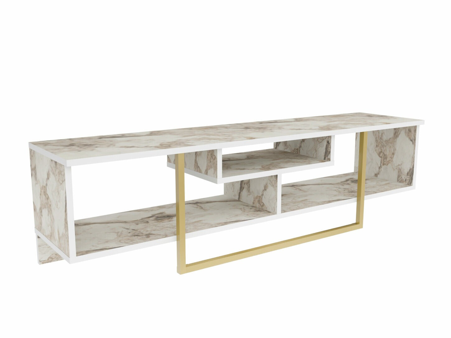 Comodă TV Kailua 245 (Marmură albă + Auriu)