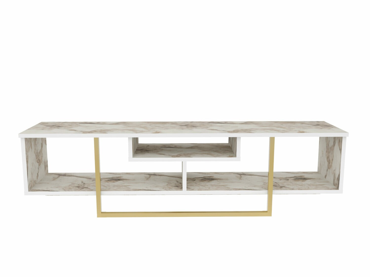 Comodă TV Kailua 245 (Marmură albă + Auriu)
