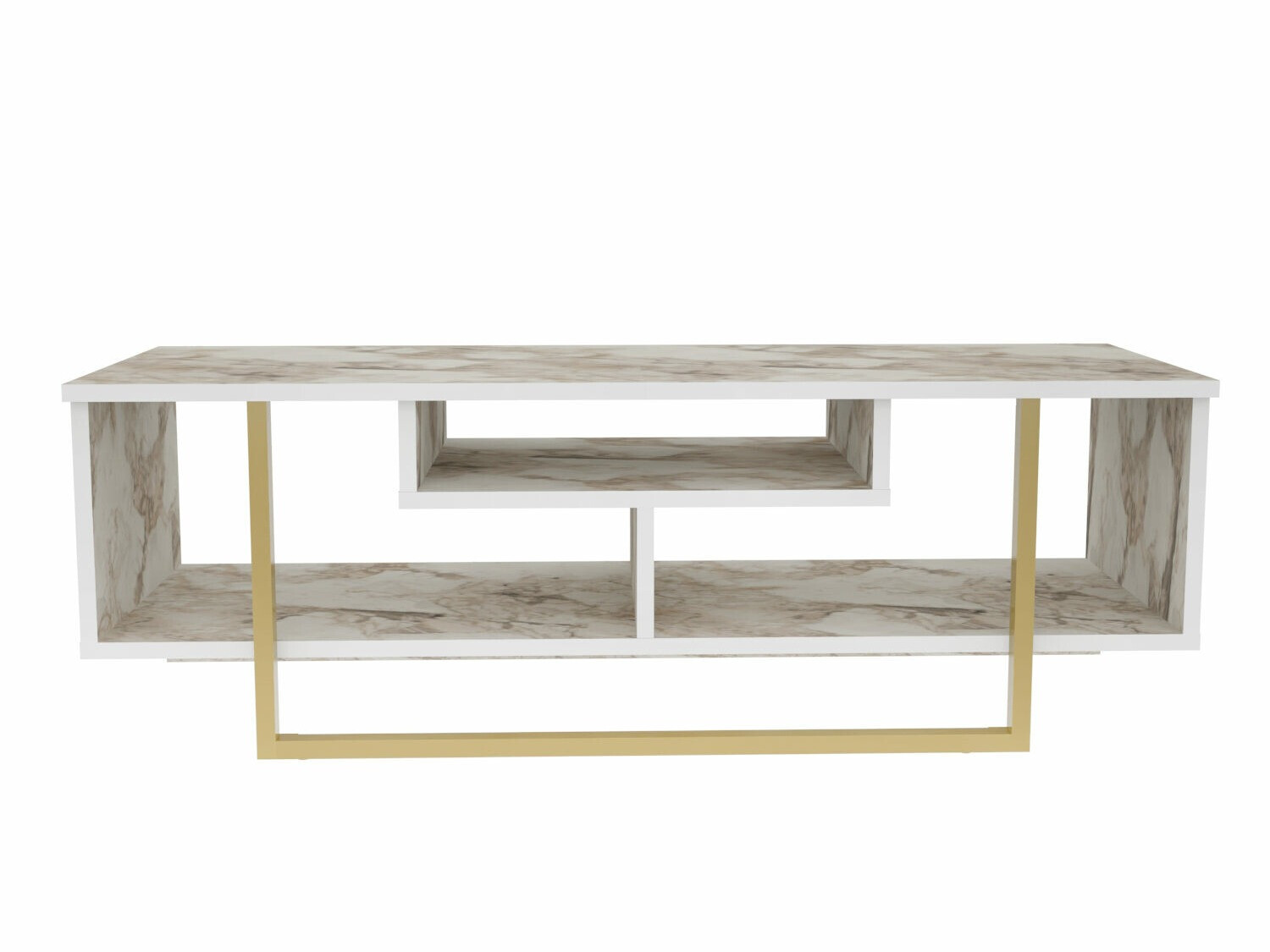Comodă TV Kailua 246 (Marmură albă + Auriu)