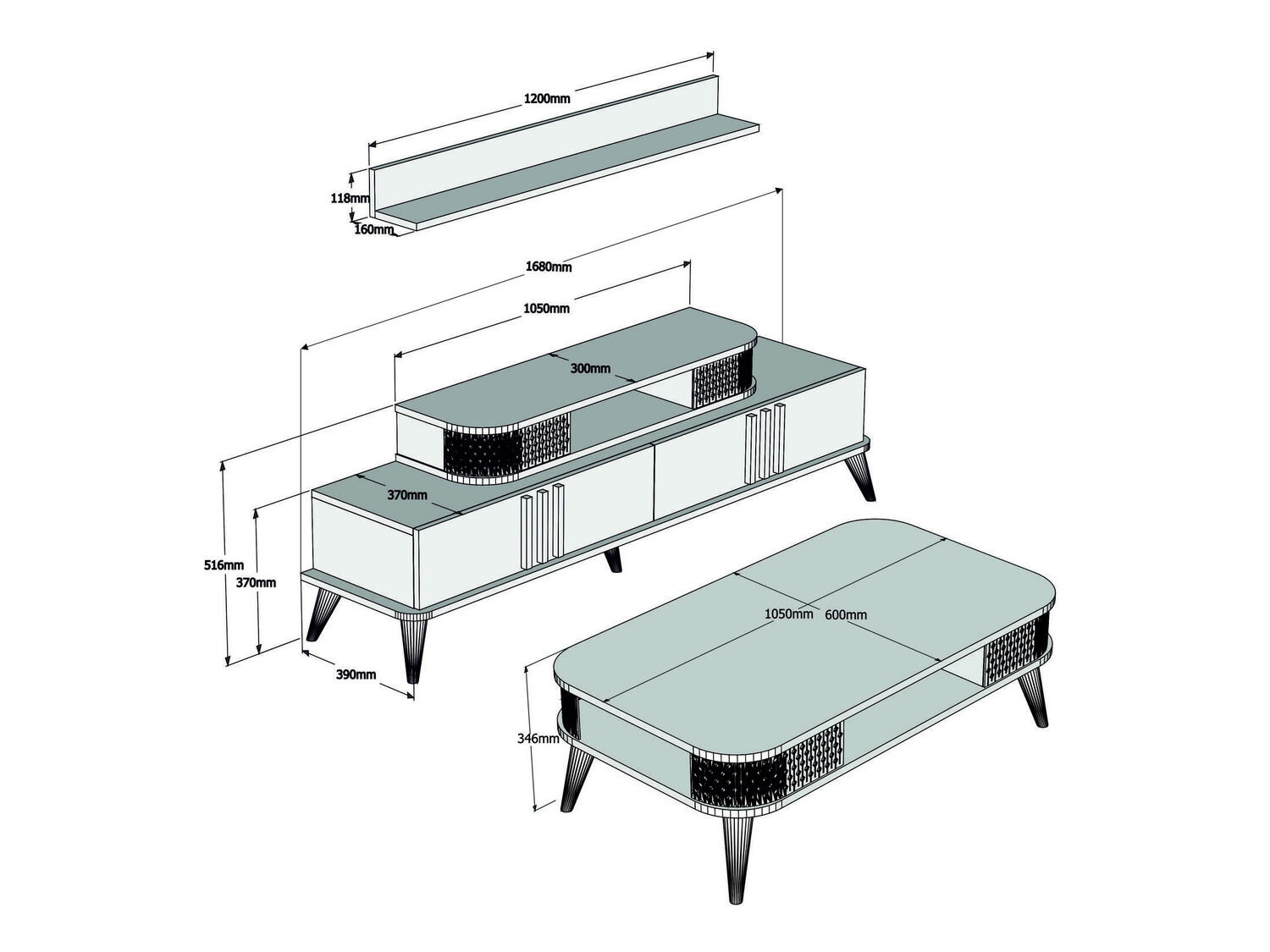 Set de living Kailua 385 (Crem)