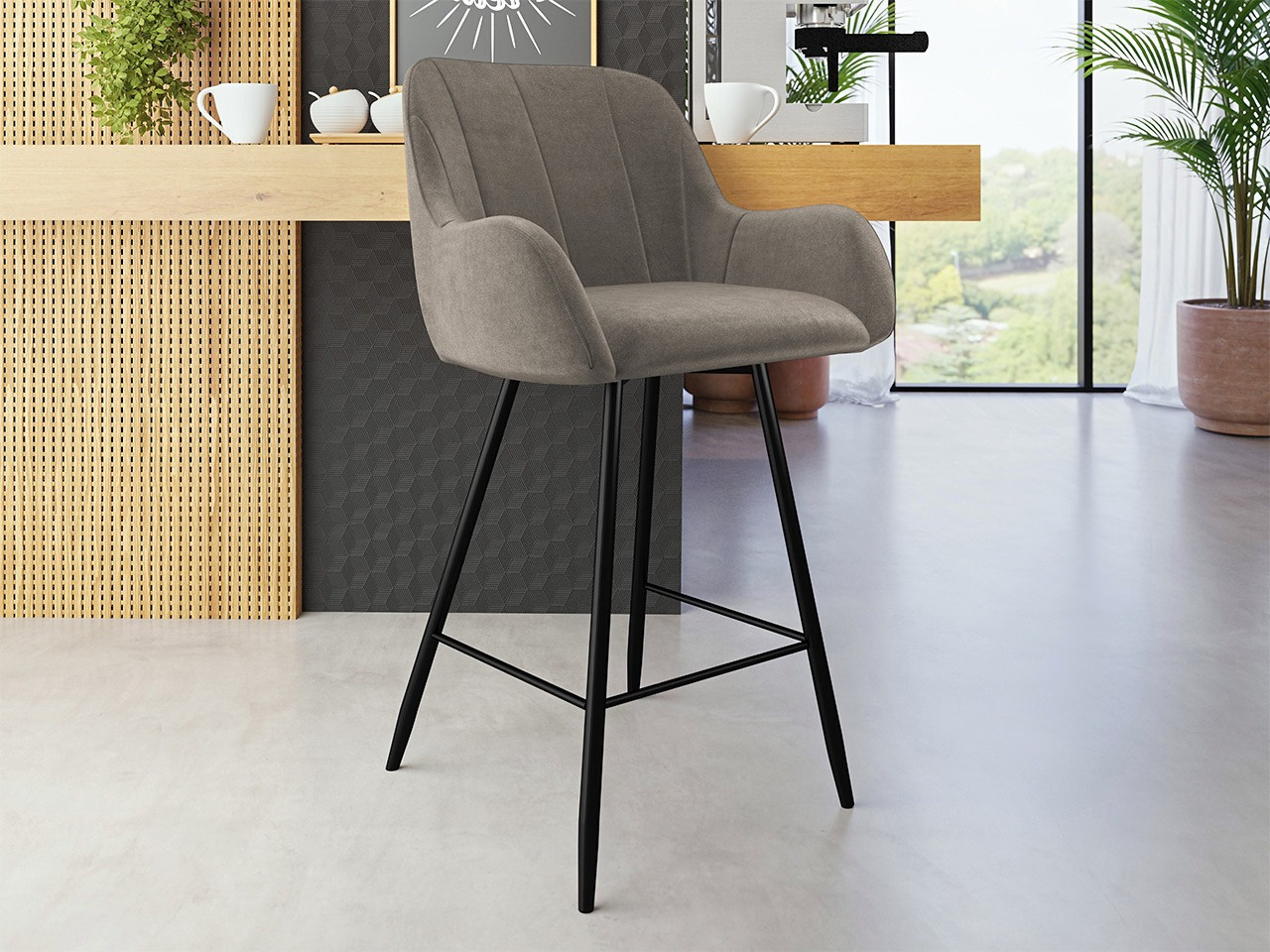 Scaun bar Jackson 102 (Negru + Magic Velvet 2209)