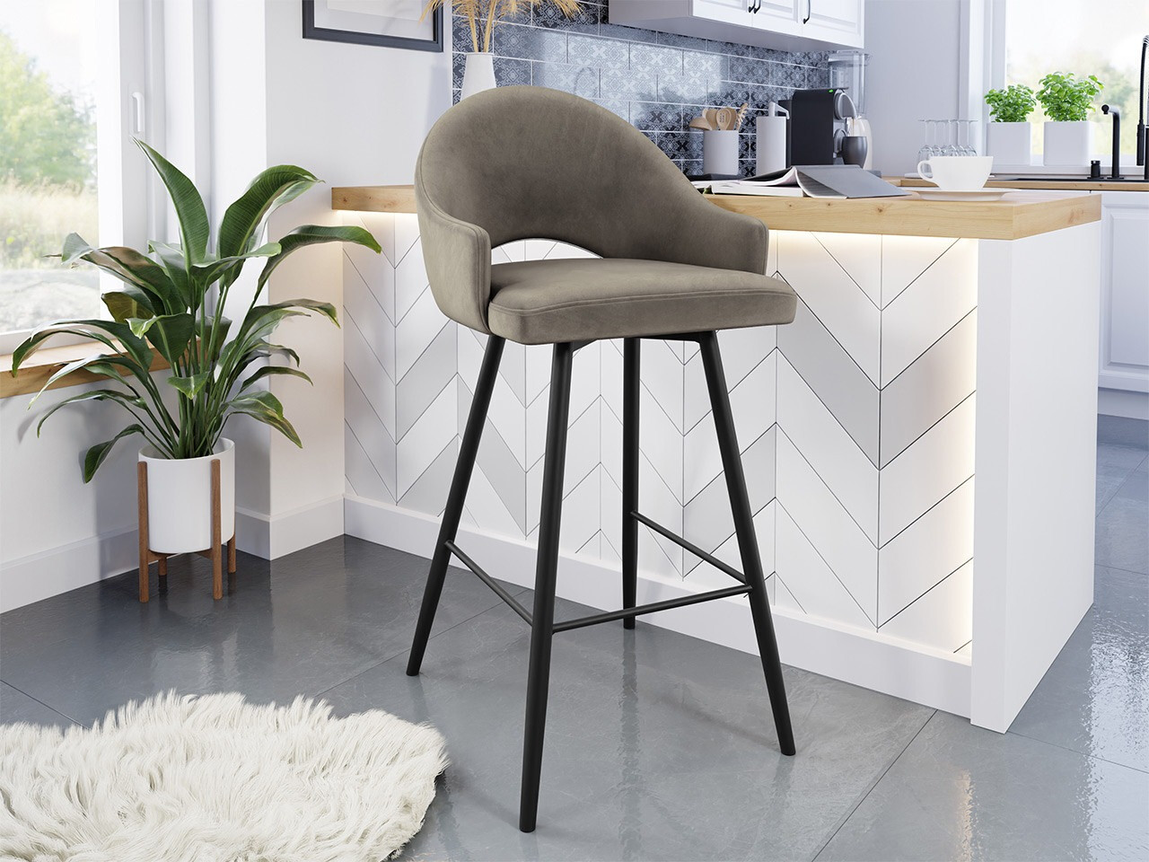 Scaun bar Jackson 103 (Negru + Magic Velvet 2209)