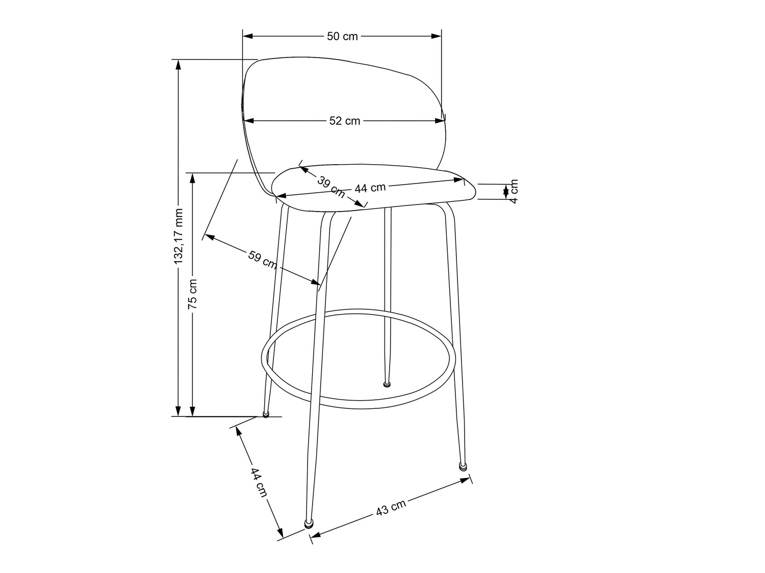 Scaun bar Houston 1554 (Crem + Auriu)