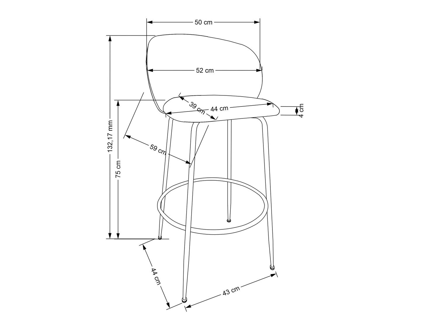 Scaun bar Houston 1554 (Gri + Auriu)