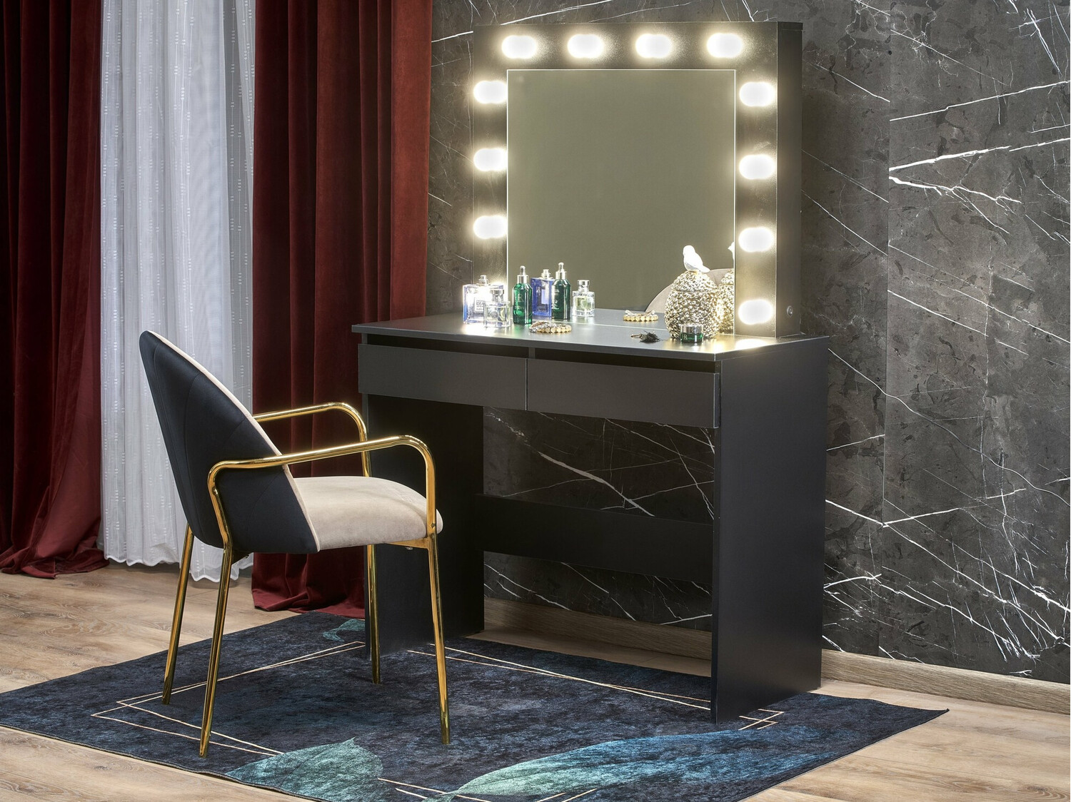 Măsuță de machiaj Houston Gaudium (Negru)