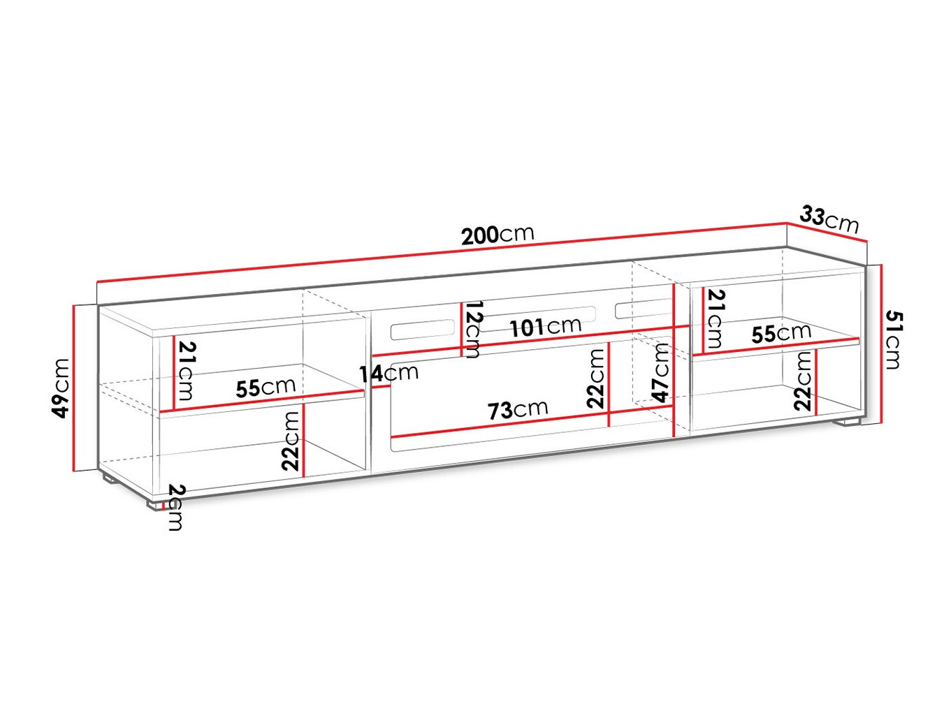 Comodă TV Charlotte 191 (Alb + Negru)