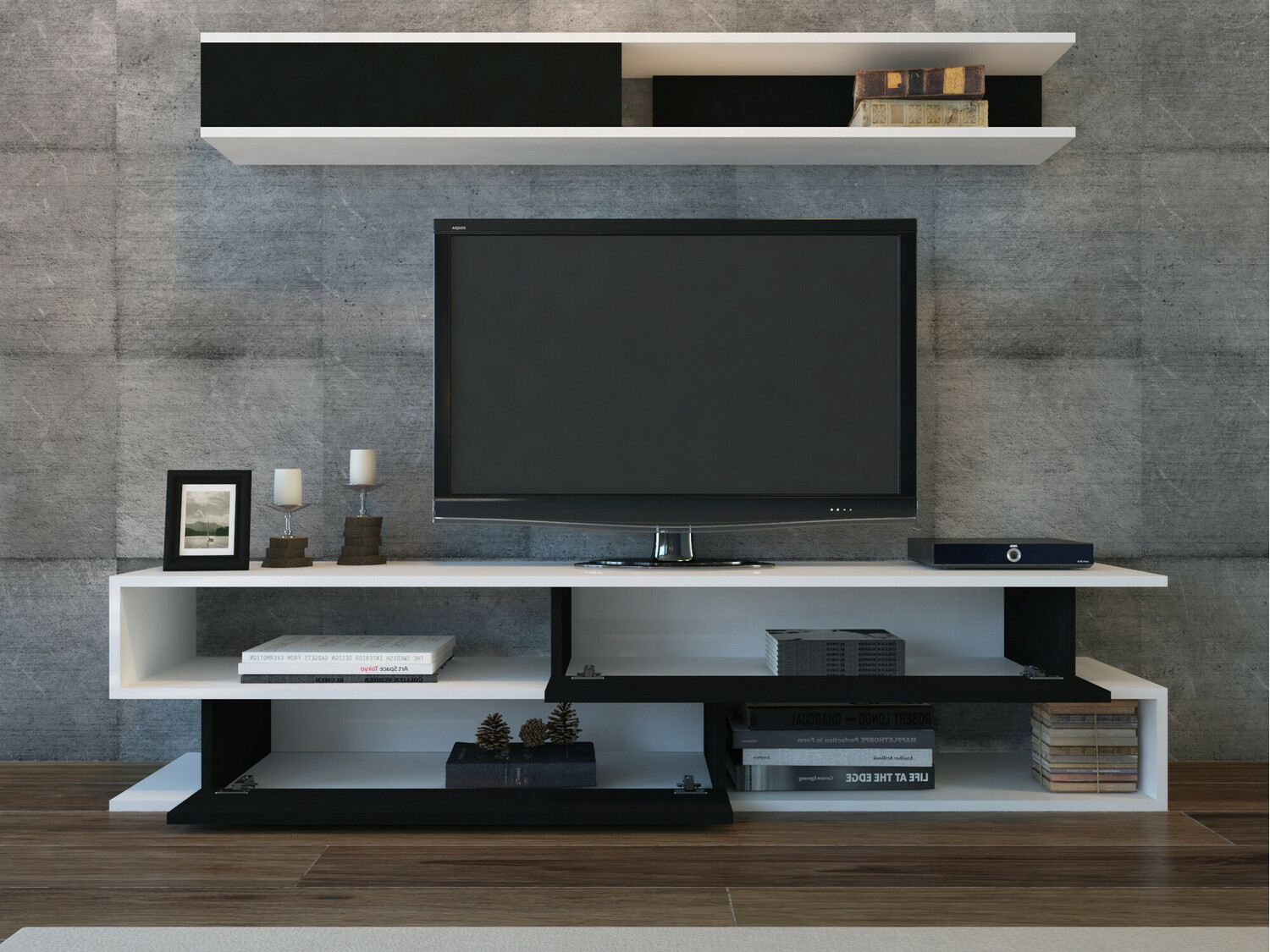 Set de living Kailua 904 (Negru + Alb)