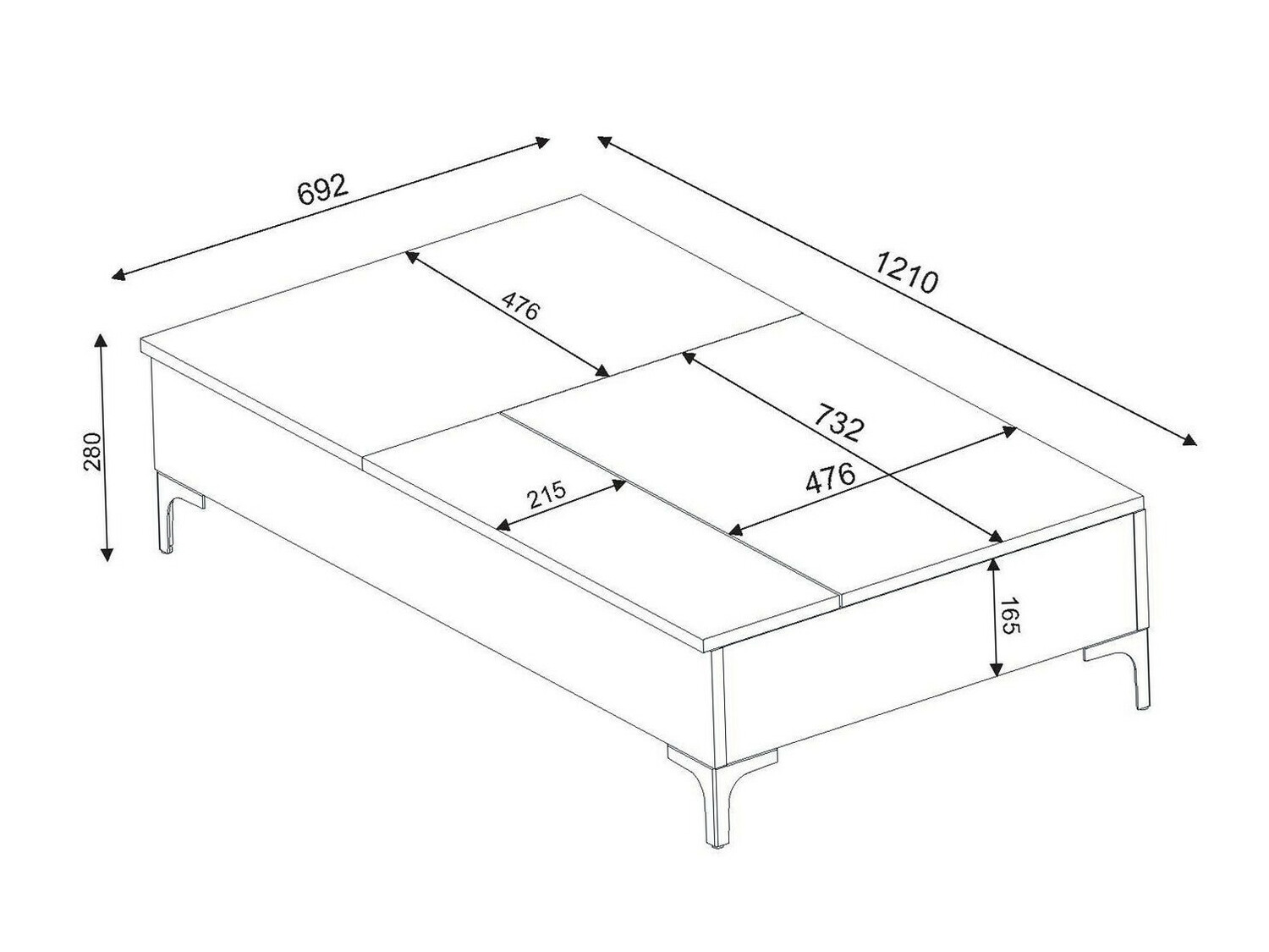 Masă de cafea rotativă Kailua 1296 (Alb)