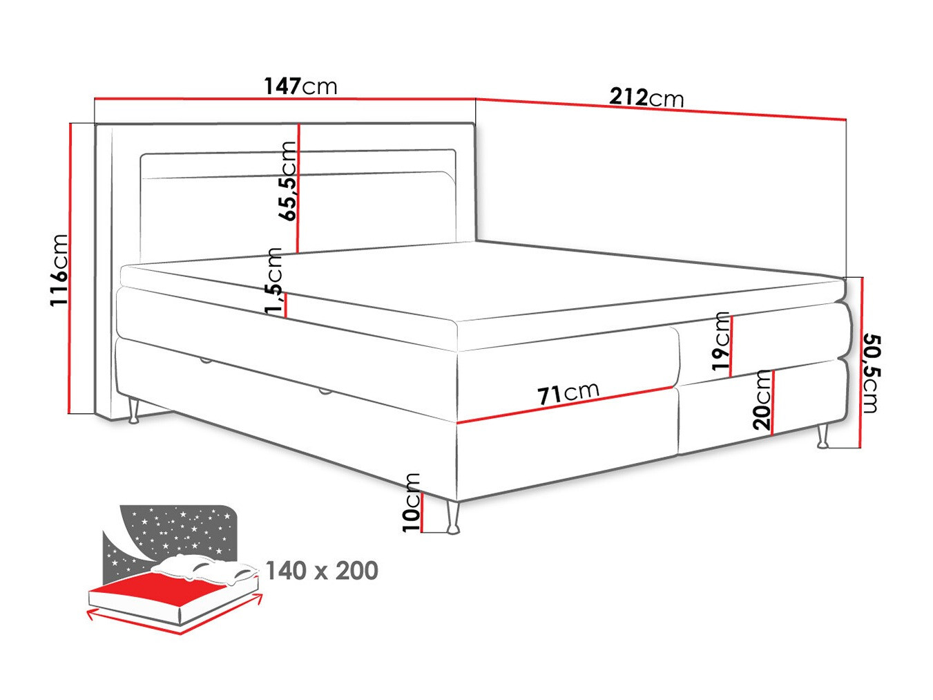 Pat boxspring ComfiDream Celara (Fresh 01)