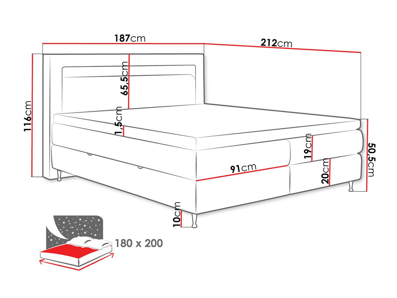 Pat boxspring ComfiDream Celara (Fresh 01)