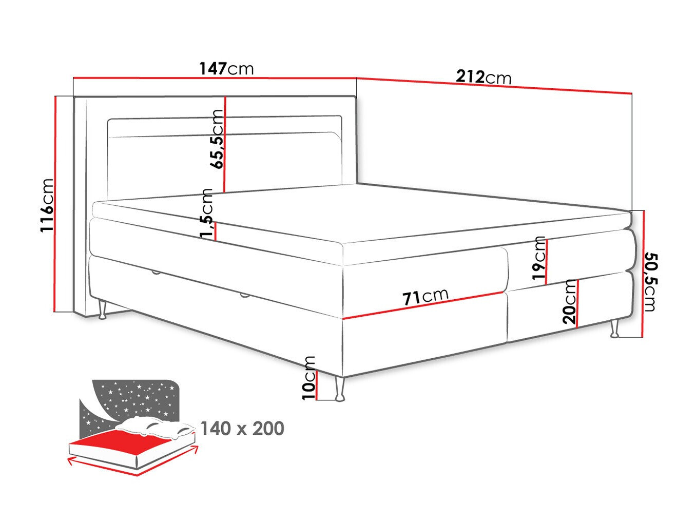 Pat boxspring ComfiDream Celara (Fresh 11)