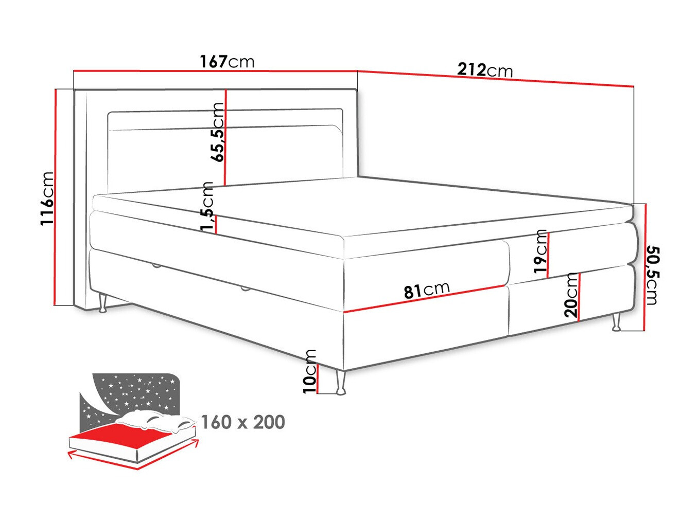 Pat boxspring ComfiDream Celara (Fresh 11)
