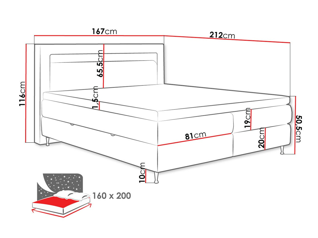 Pat boxspring ComfiDream Celara (Soft 011)
