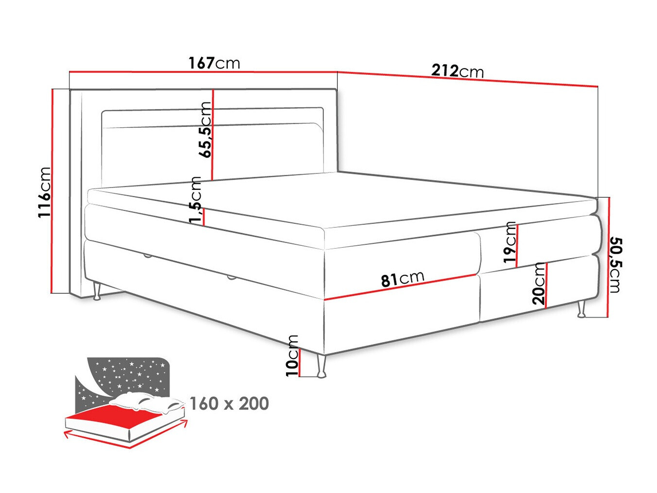Pat boxspring ComfiDream Celara (Soft 017)