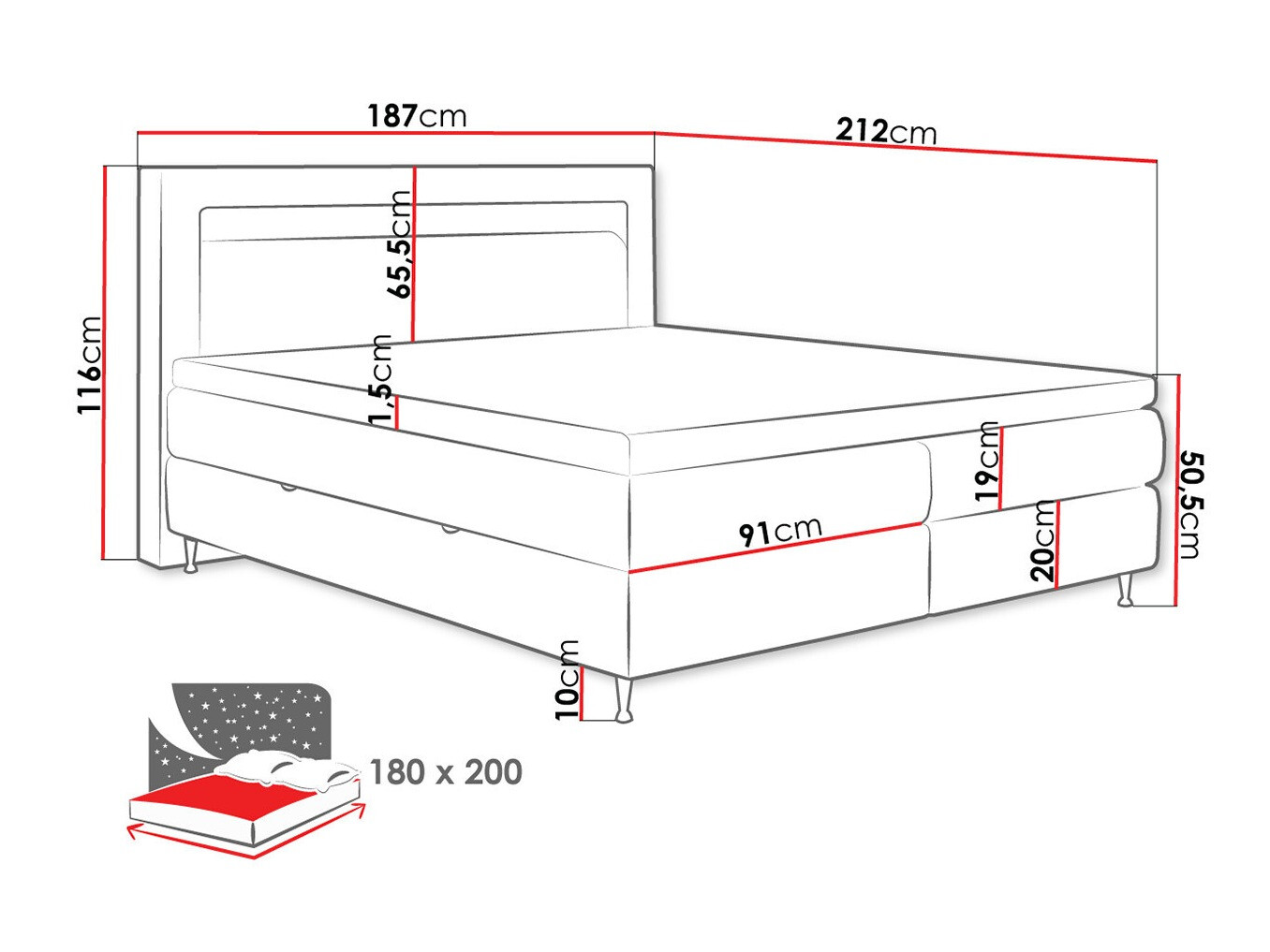Pat boxspring ComfiDream Celara (Soft 017)