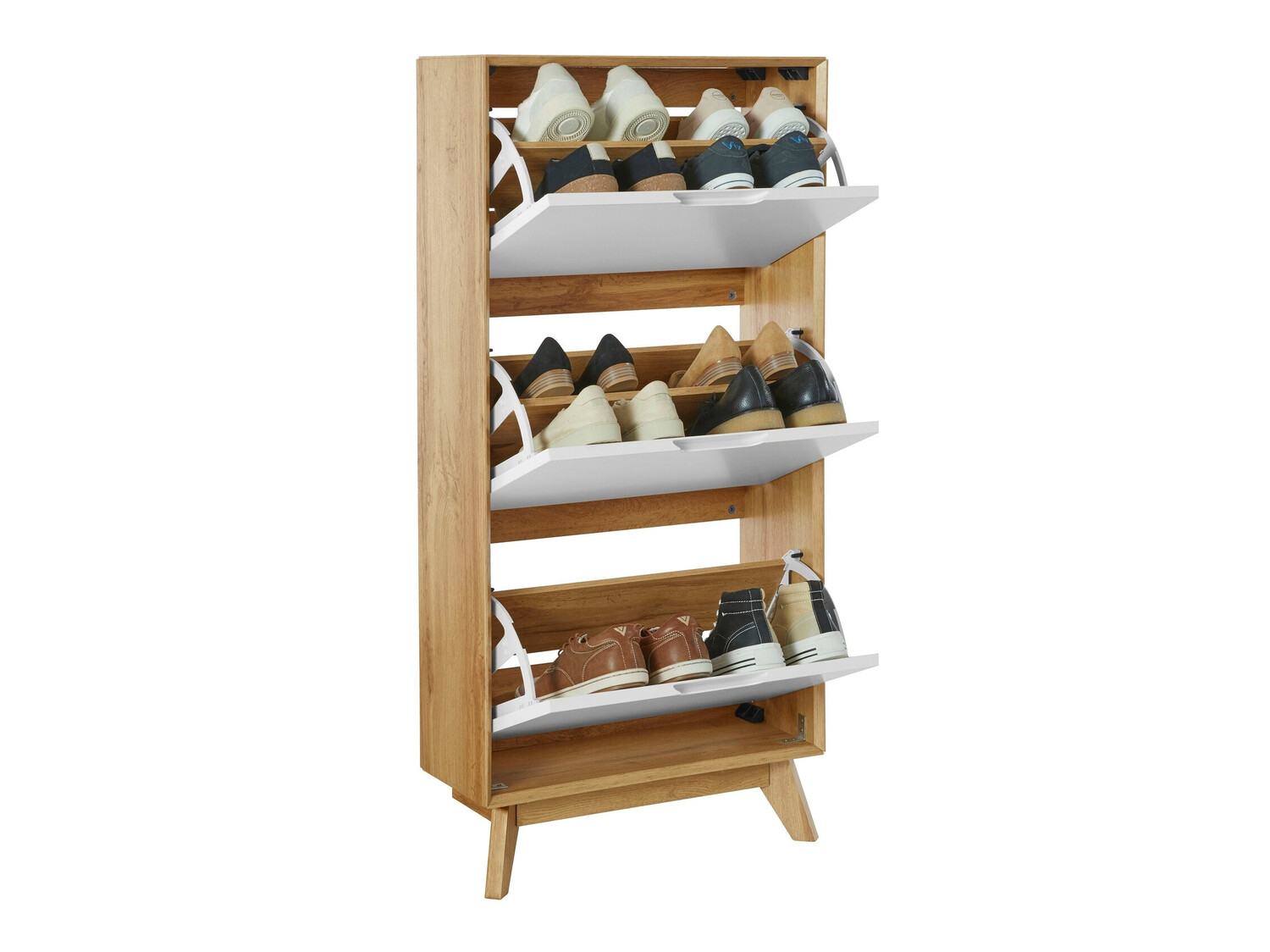 Dulap pantofi Dorvou 104 (Alb + Stejar)