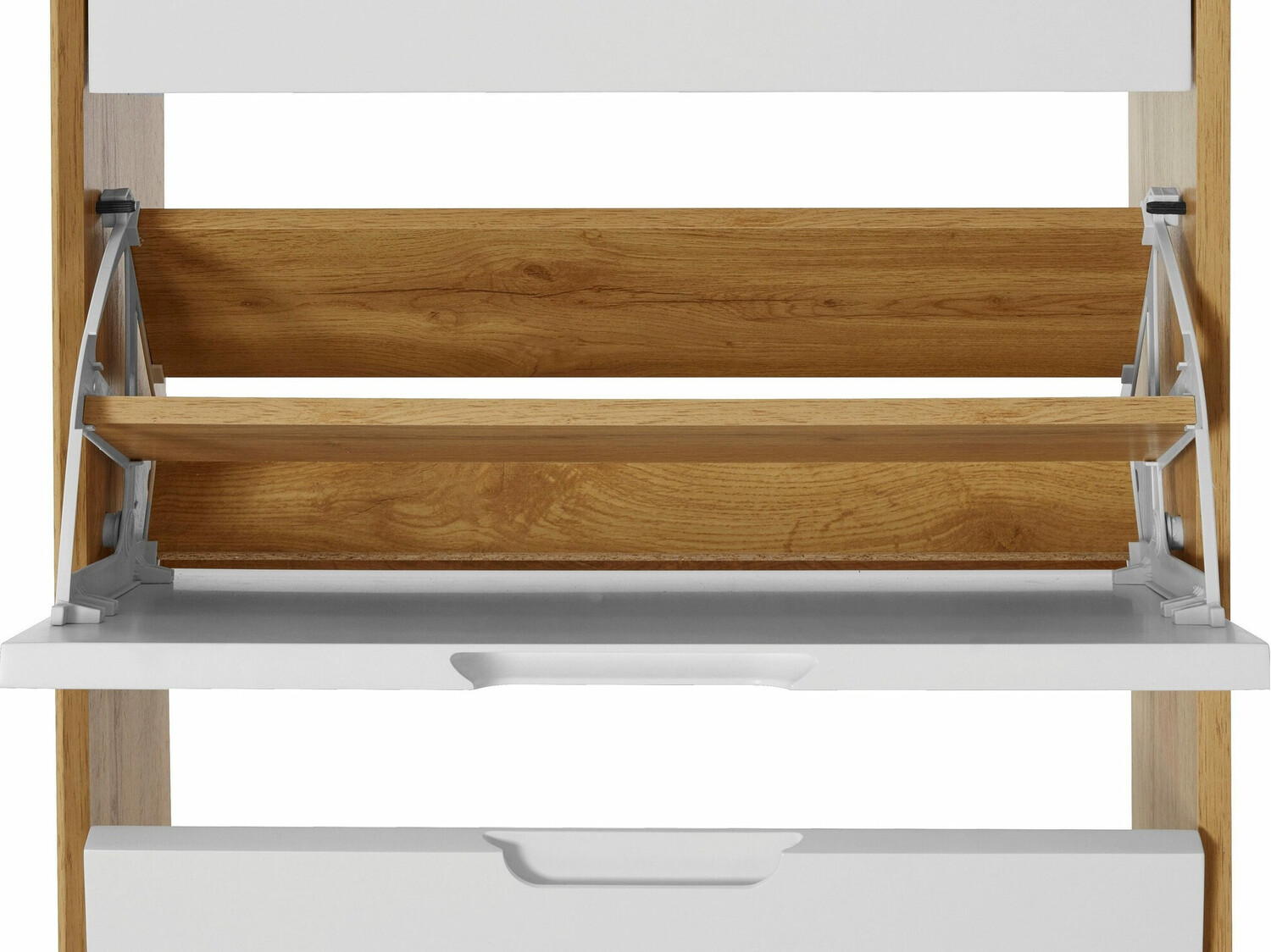 Dulap pantofi Dorvou 104 (Alb + Stejar)