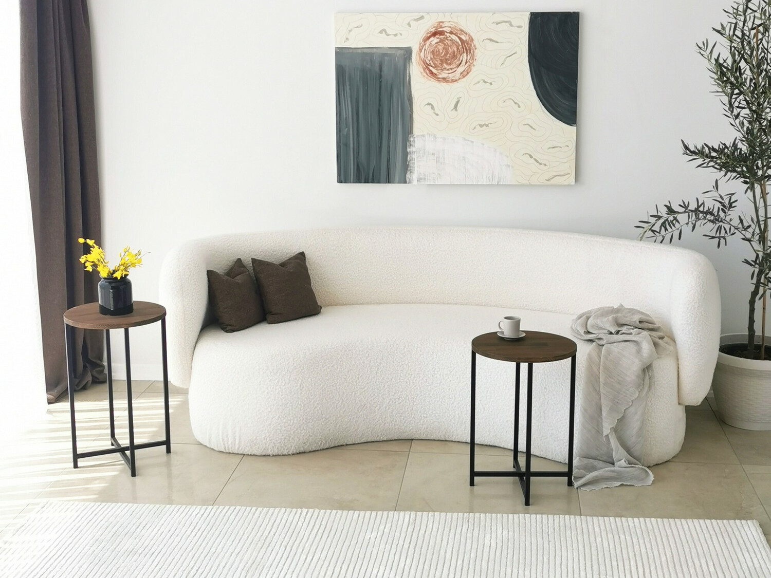 Set măsuțe laterale Kailua 1625 (Negru + Nuc)