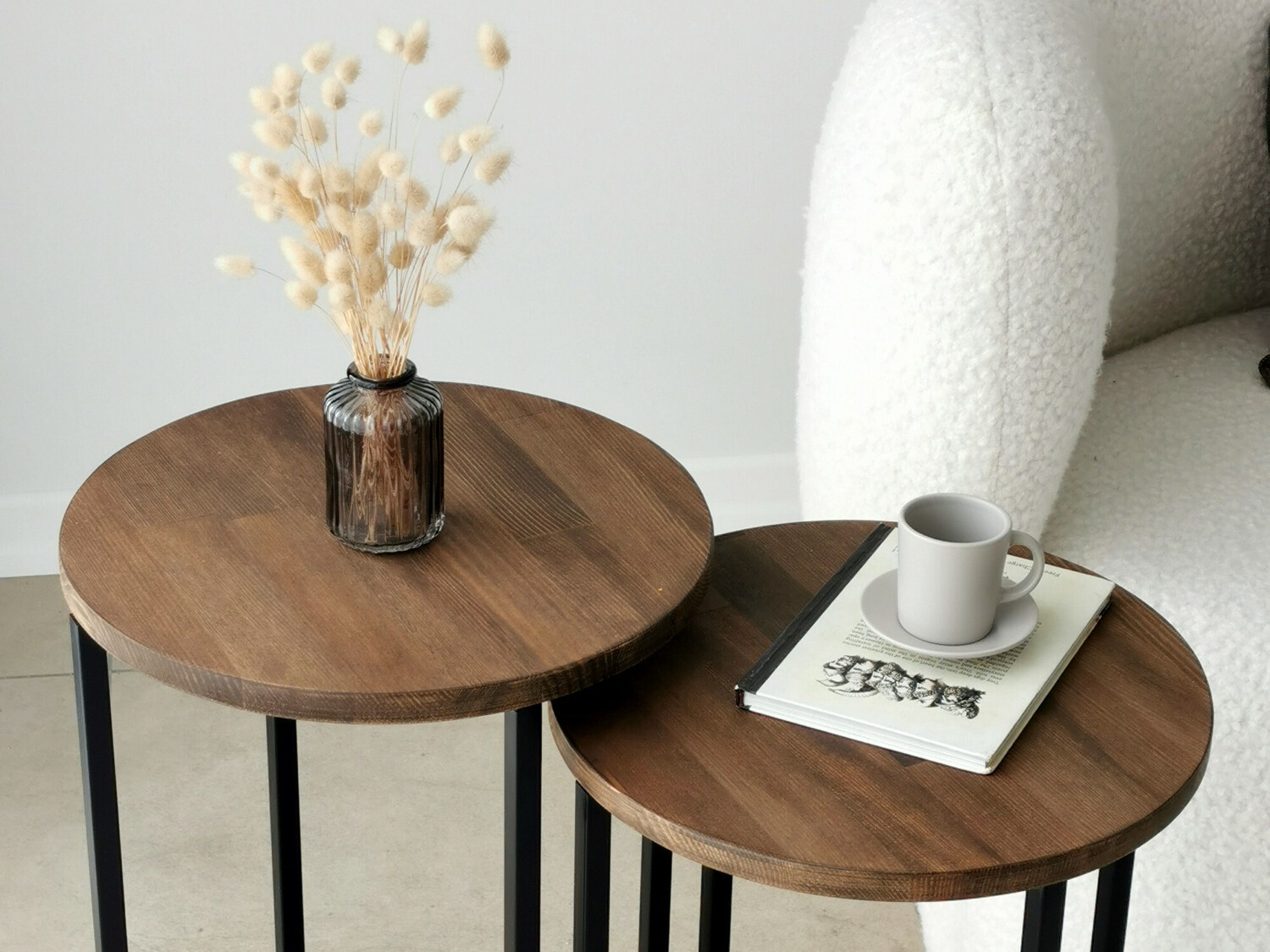 Set măsuțe laterale Kailua 1625 (Negru + Nuc)