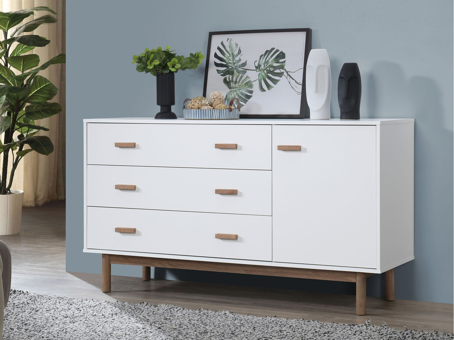 Comodă Nolcalu 100 (Alb + Stejar)