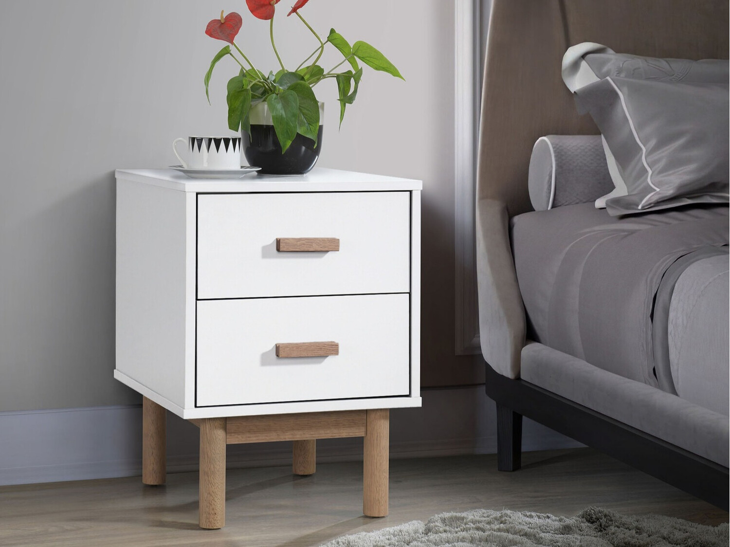 Noptieră Nolcalu 102 (Alb + Stejar)