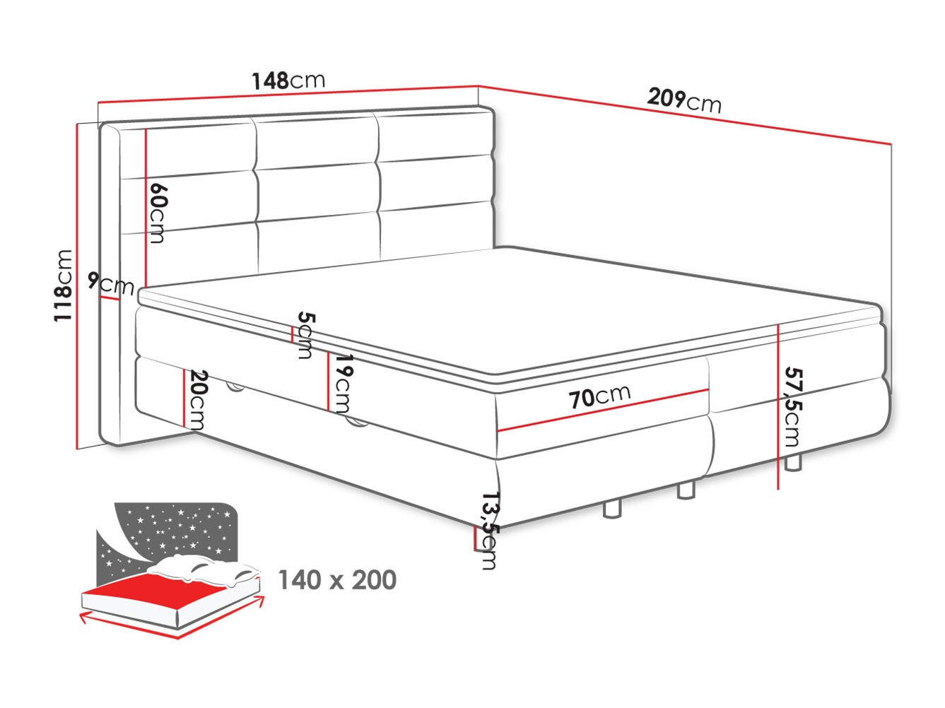 Pat boxspring ComfiDream Serena (Barrel 04)