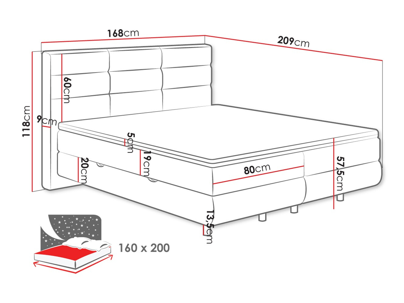 Pat boxspring ComfiDream Serena (Barrel 09)