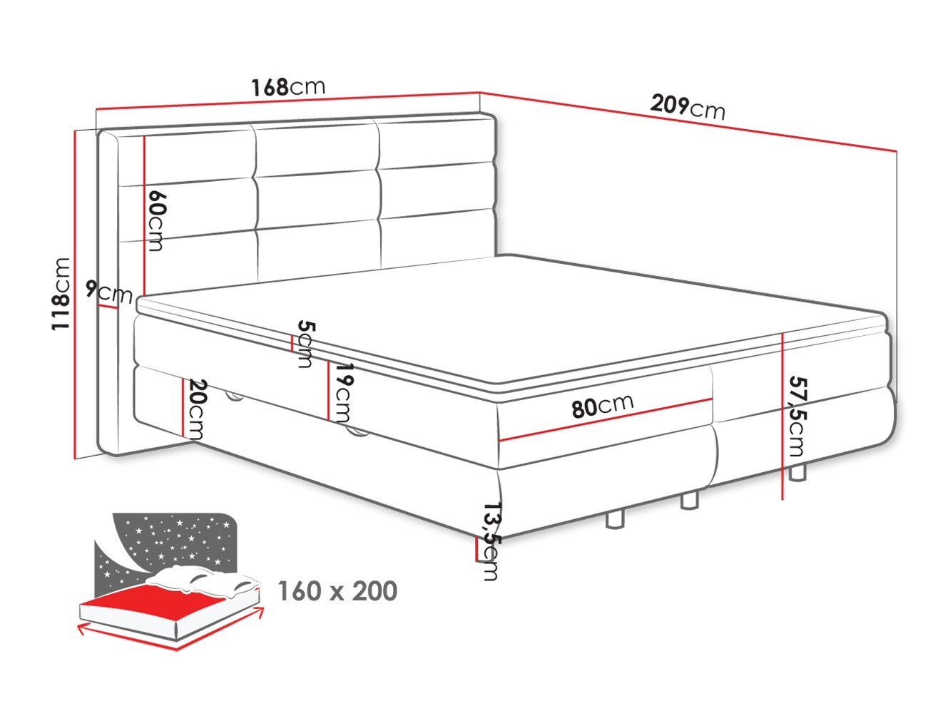 Pat boxspring ComfiDream Serena (Barrel 90)