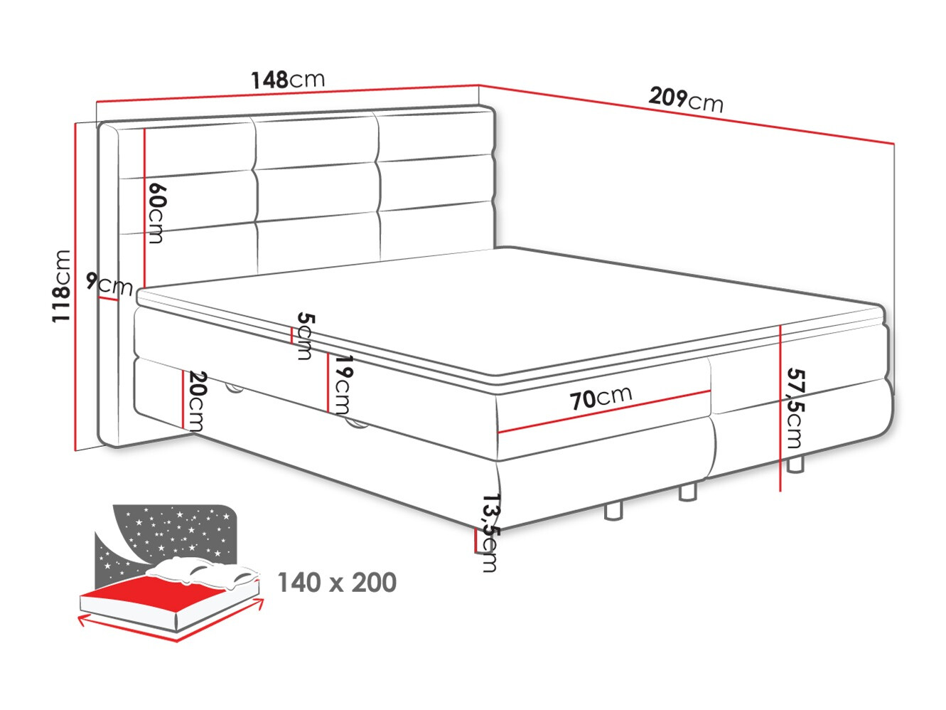 Pat boxspring ComfiDream Serena (Barrel 97)