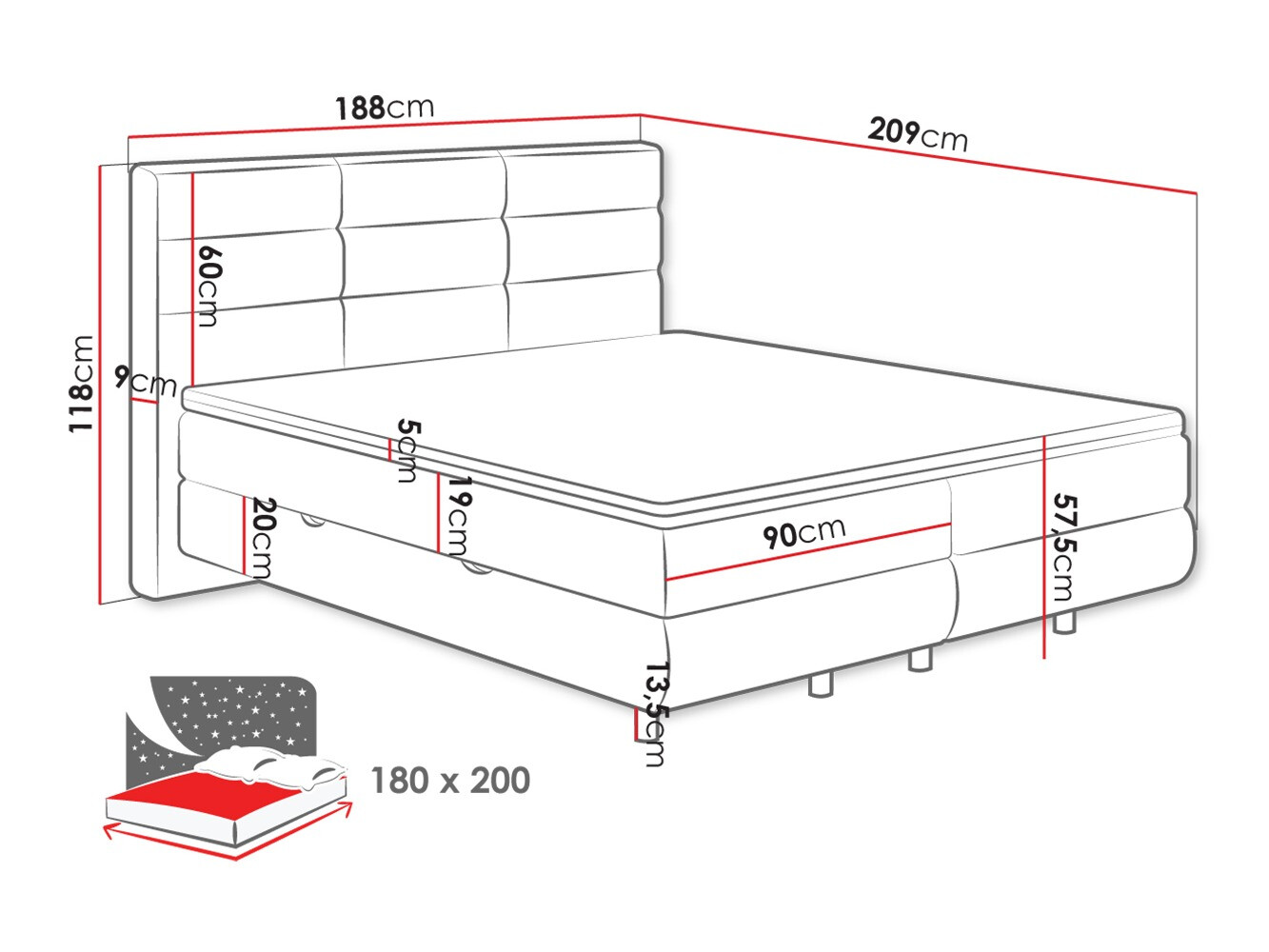 Pat boxspring ComfiDream Serena (Barrel 97)