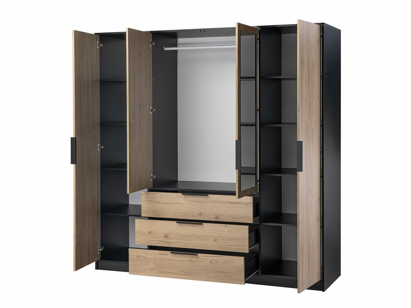 Dulap Ophdome 115 (Stejar închis + Negru)