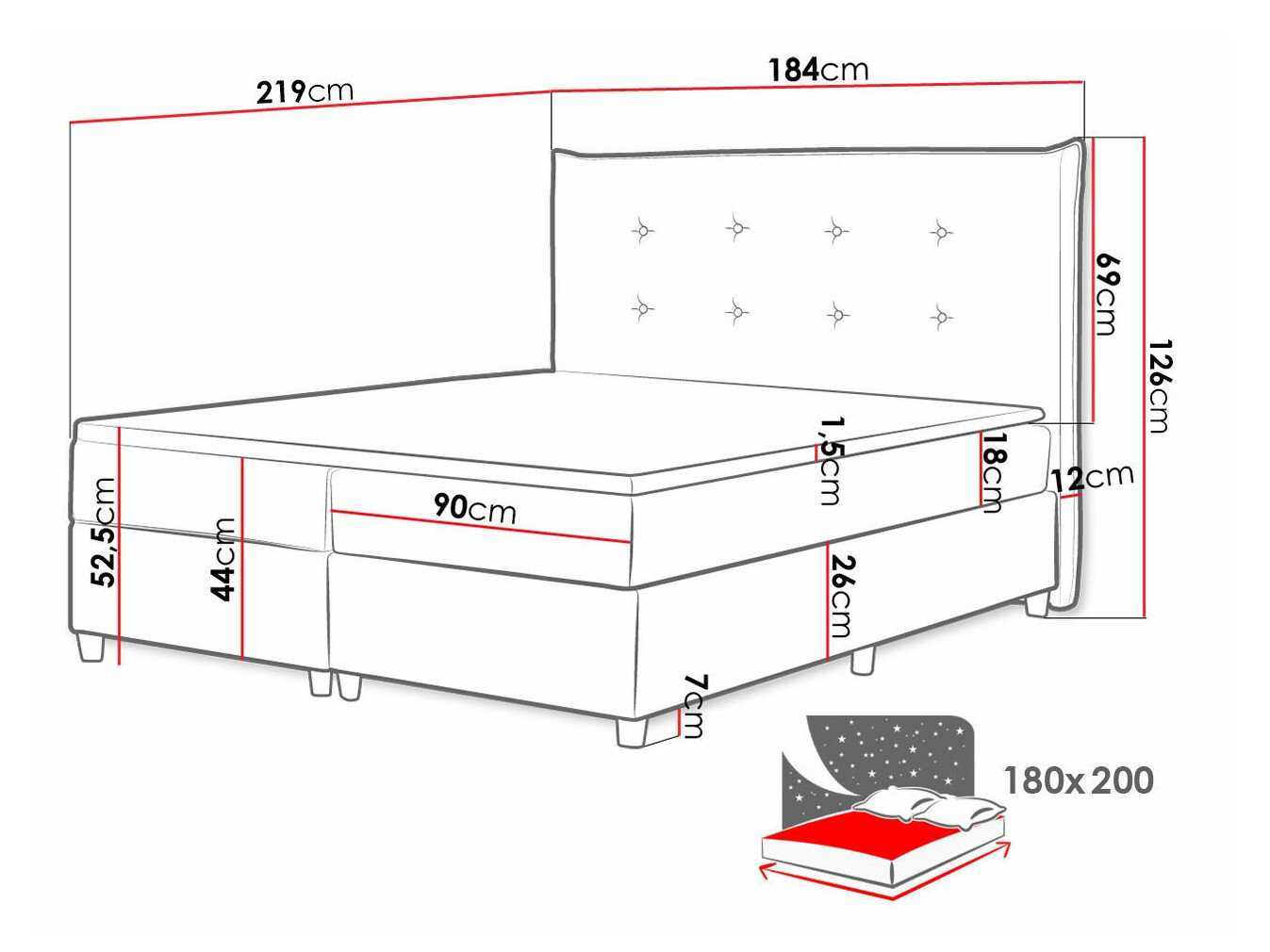 Pat boxspring Titulus (Uttario Velvet 2979)