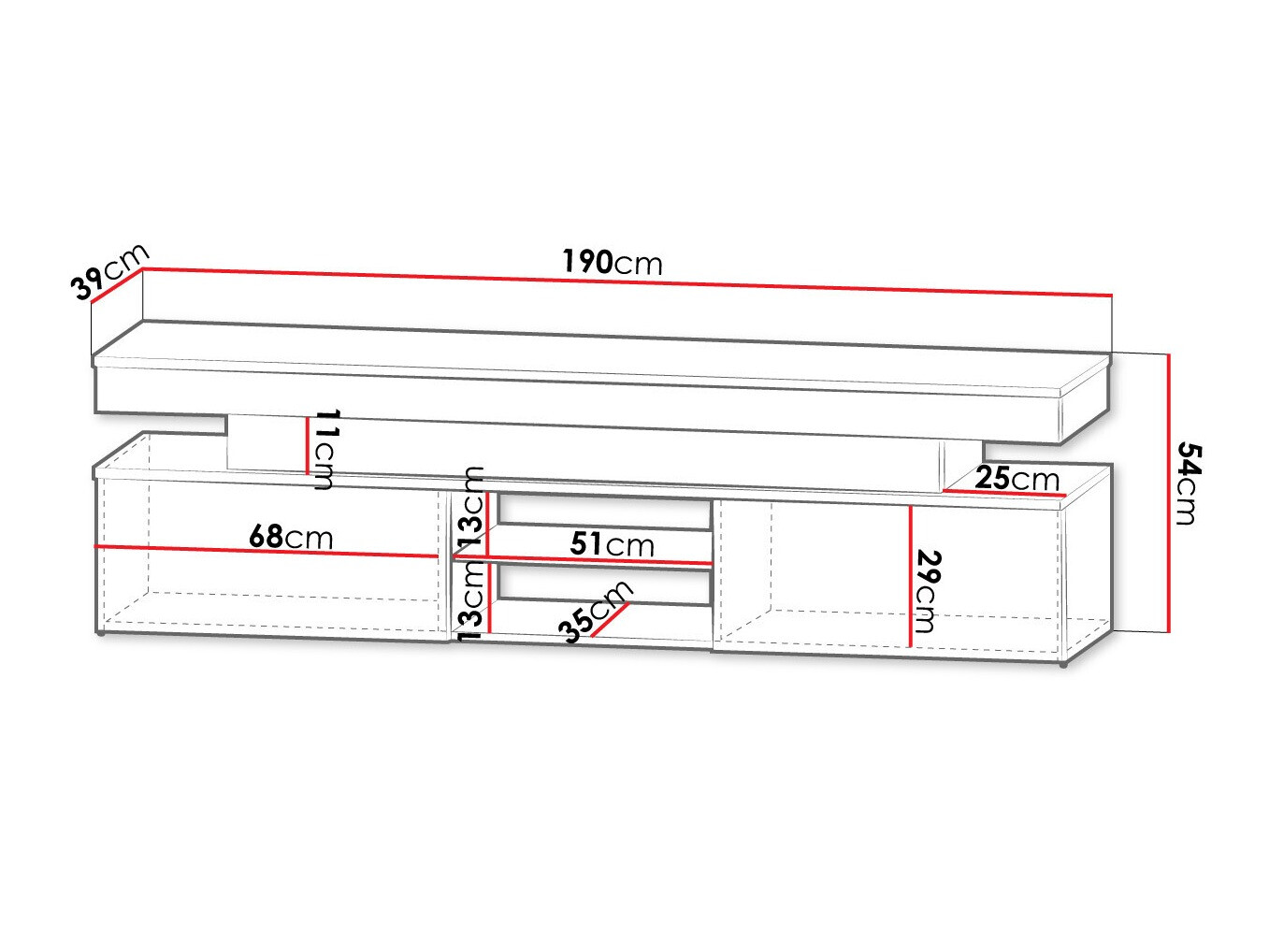 Comodă TV Monfero 103 (Negru + Negru lucios)