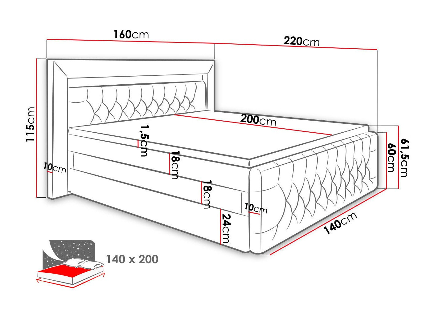 Pat boxspring Aura IV