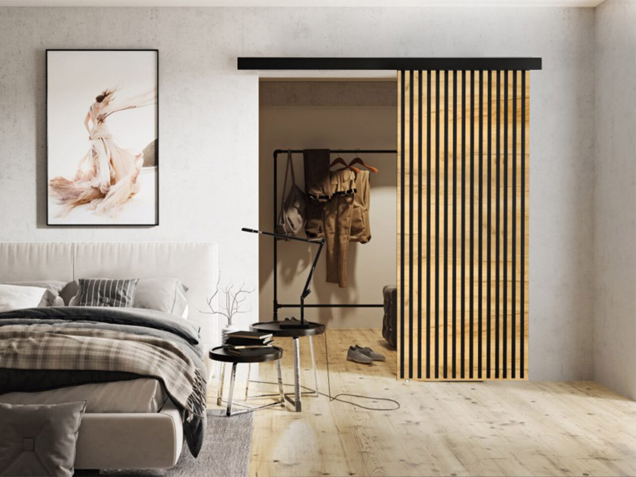 Uși glisante Dover 202 (Stejar Craft auriu + Negru)