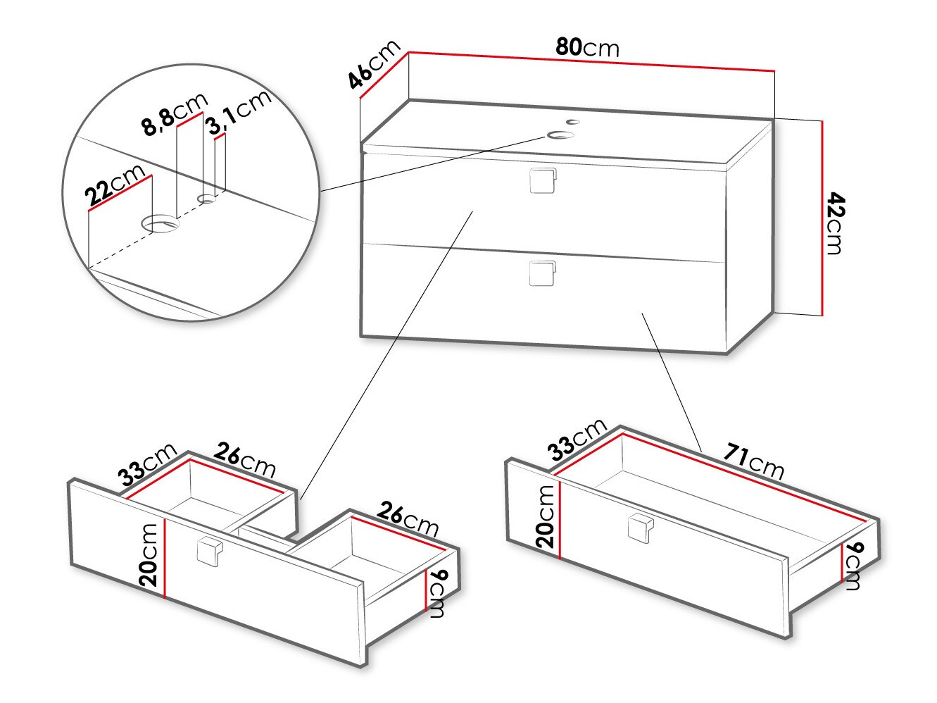 Cabinet atârnat pentru baie Panium (Alb)