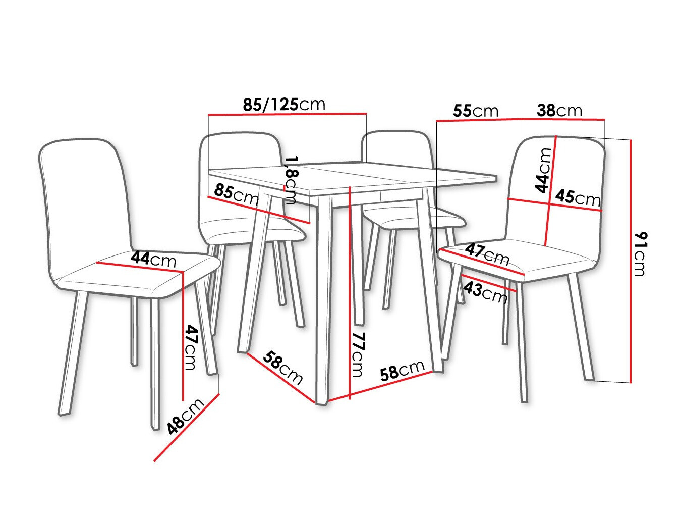 Set de dining Edmond 116 (Amor Velvet 4321)