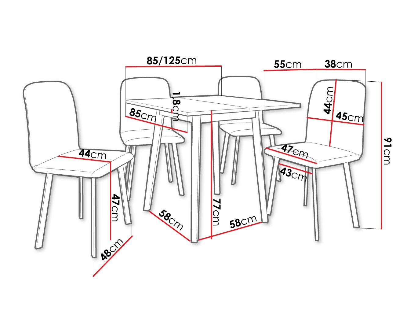 Set de dining Edmond 116 (Amor Velvet 4322)