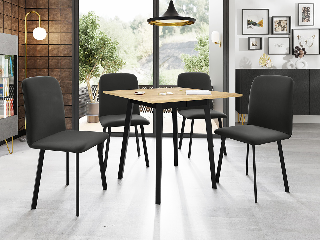 Set de mese Edmond 116 (Stejar Craft auriu + Negru)