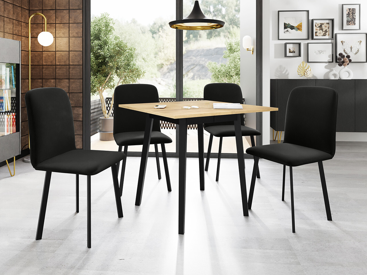 Set de mese Edmond 116 (Stejar Craft auriu + Negru)