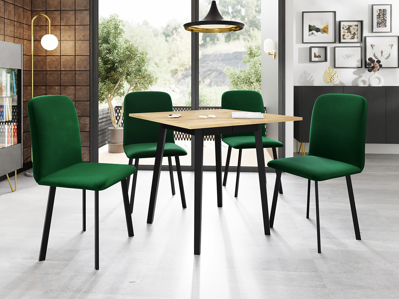 Set de mese Edmond 116 (Stejar Craft auriu + Negru)