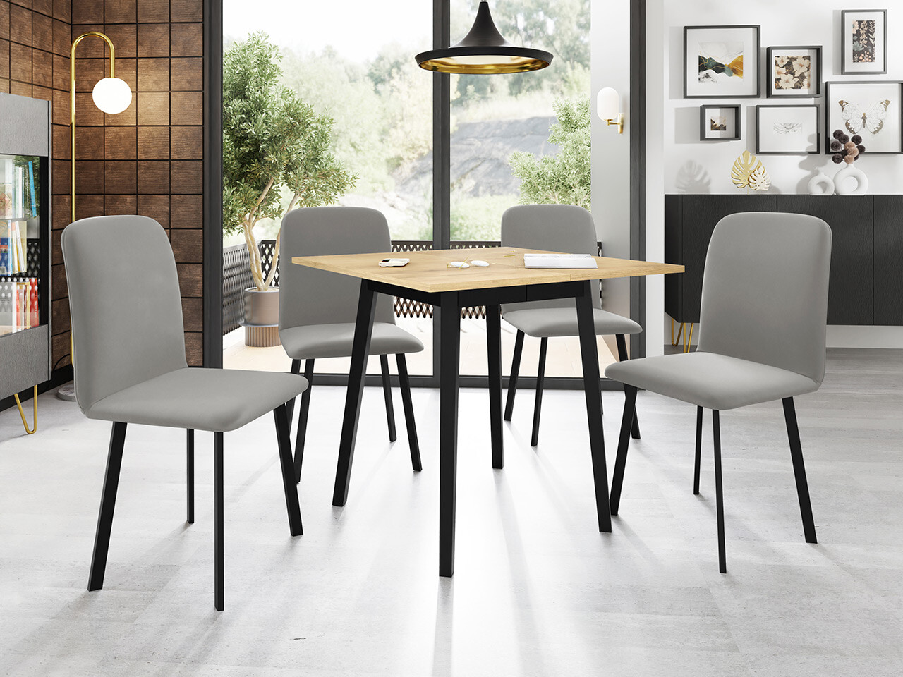Set de mese Edmond 116 (Stejar Craft auriu + Negru)