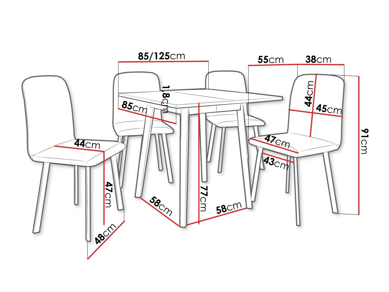 Set de dining Edmond 116 (Amor Velvet 4318)