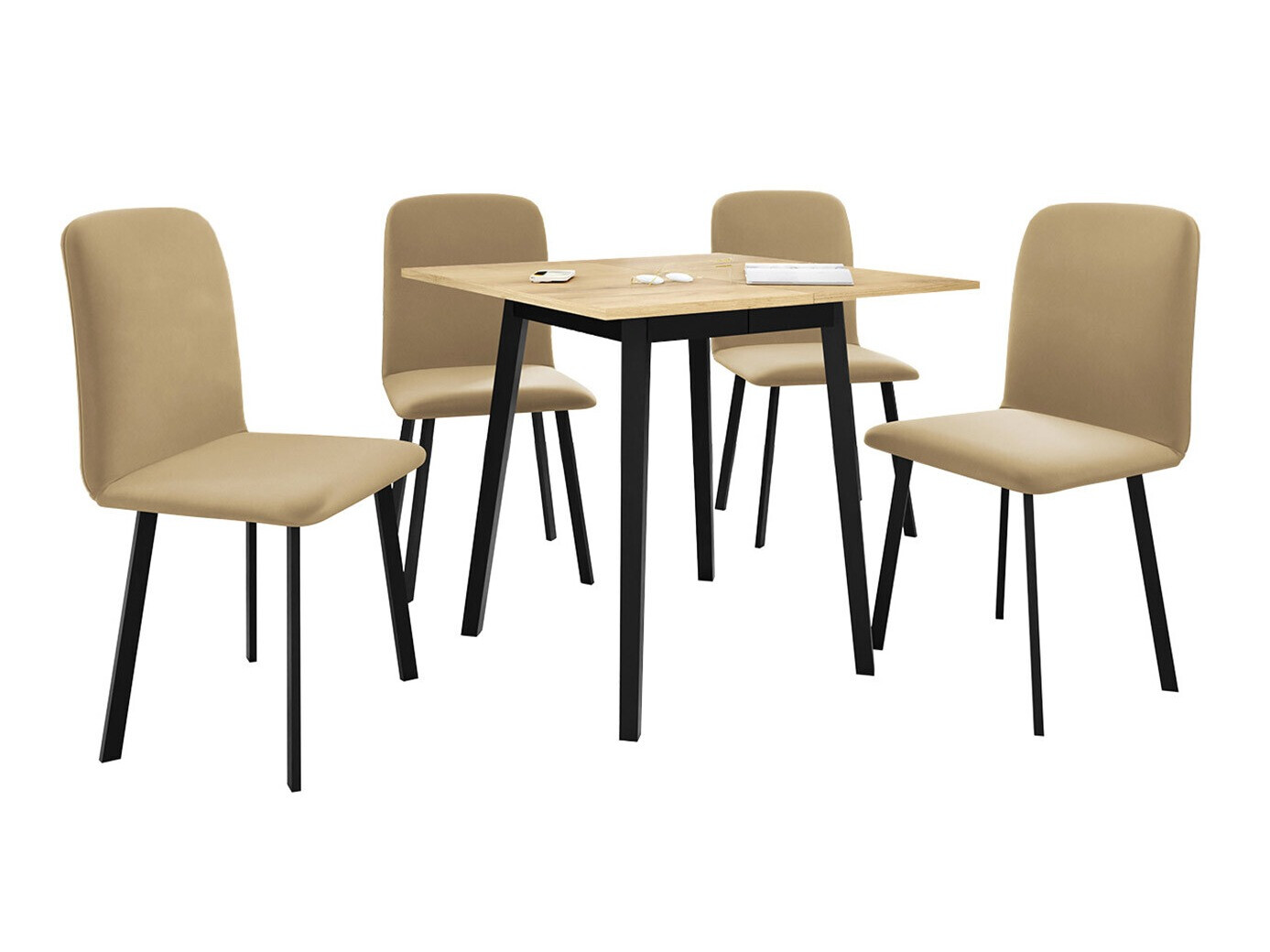 Set de mese Edmond 116 (Stejar Craft auriu + Negru)