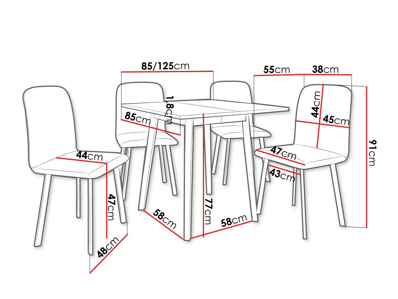 Set de mese Edmond 116 (Stejar Craft auriu + Negru)
