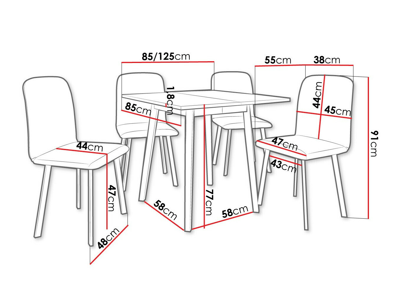 Set de mese Edmond 116 (Stejar Craft auriu + Negru)