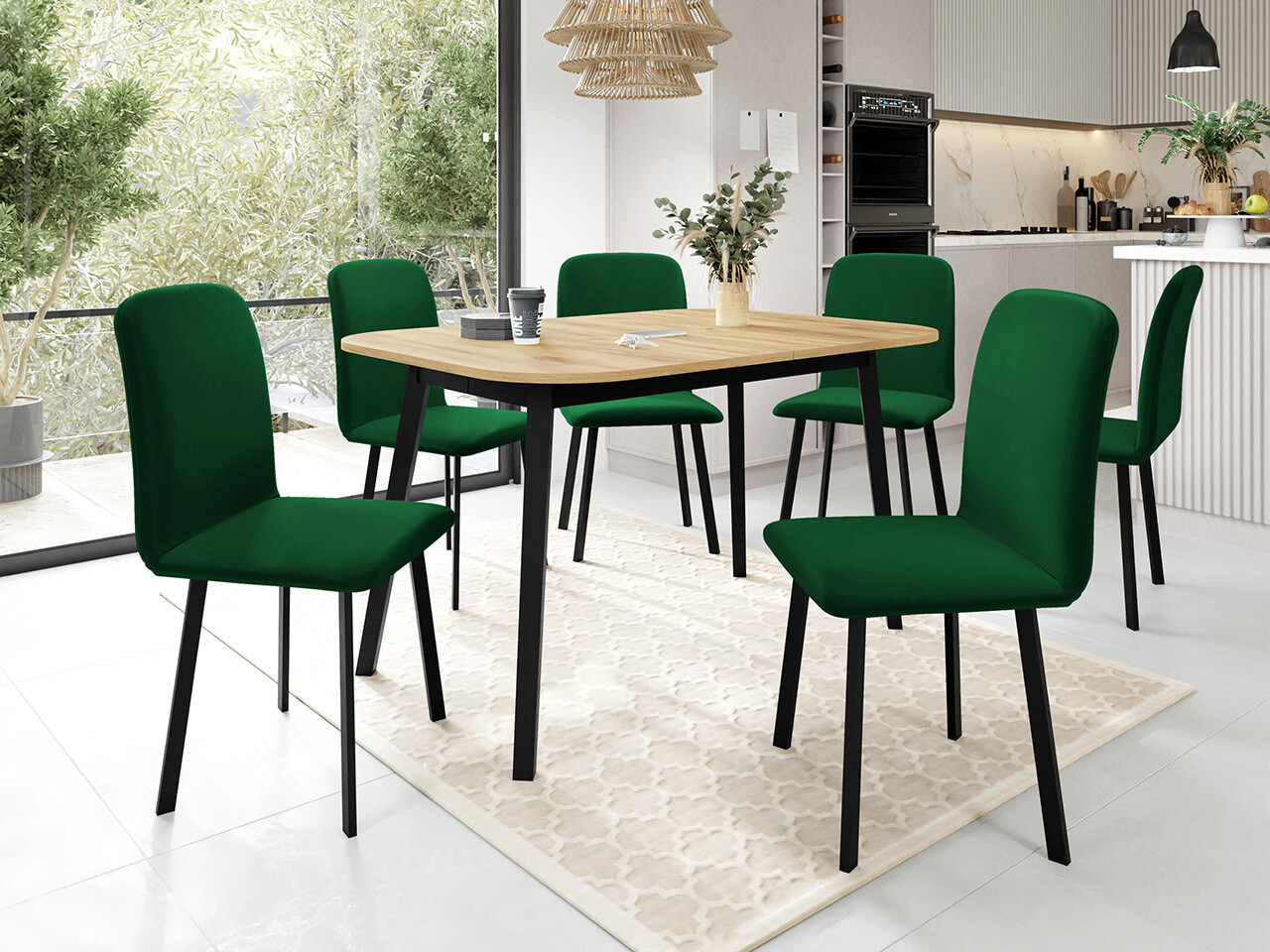 Set de mese Edmond 117 (Stejar Craft auriu + Negru)